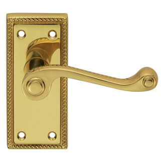 Carlisle Brass Georgian Traditional Lever Handle on Short Backplate - Polished Brass