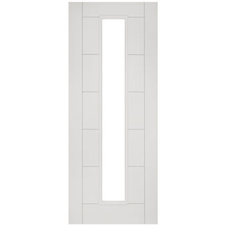 Joseph Miles Messina Internal Door with 7 Panel and Clear Glazed Light - White primed