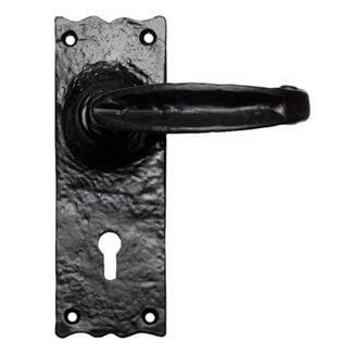 Carlisle Brass Traditional Black Antique Creased-Style Straight Lever on Backplate