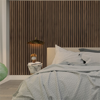 Deanta Immerse Acoustic Wall Panel Prefinished Walnut-Plus 600 W x 2400mm L