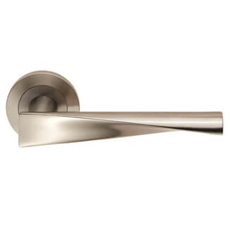 Carlisle Brass Eurospec Steelworx Brema Angular Twist Lever Handle on Round Rose