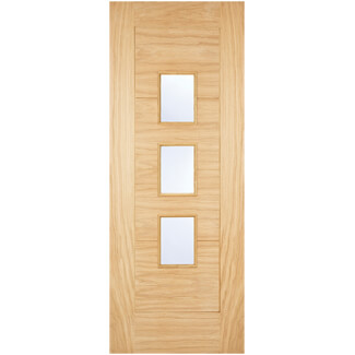 LPD Arta External Door with 4 Panel and 3 Frosted Glazed light - Unfinished oak