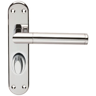 Carlisle Brass Serozzetta Scope Round Bar Lever with Privacy Lock on Backplate