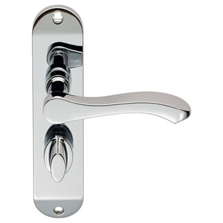 Carlisle Brass Serozzetta Geometric Lever with Privacy Lock on Backplate