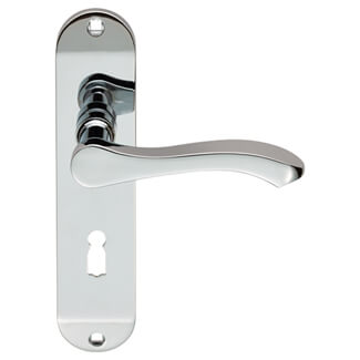 Carlisle Brass Serozzetta Geometric Lever with Lock Profile on Angular Backplate