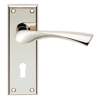 Carlisle Brass Serozzetta Venti Twist Lever Handle with Lock Profile on Backplate