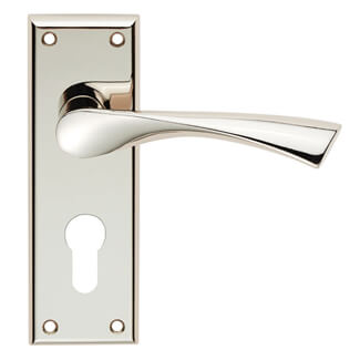 Carlisle Brass Serozzetta Venti Twist Lever Handle with Euro Profile on Backplate