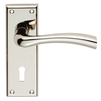Carlisle Brass Serozzetta Cinquanta Curved Lever with Lock Profile on Backplate