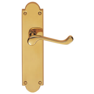 Carlisle Brass Victorian Scroll Lever with Latch on Shaped Backplate