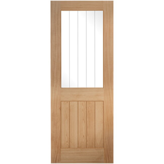 Joseph Miles Norfolk Internal Door with 5 Panel and 1 Clear Glazed Light - Unfinished Oak