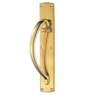 Carlisle Brass Engraved Offset Pull Handle on Large Backplate