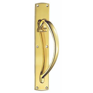 Carlisle Brass Engraved Offset Right-Hand Pull Handle on Large Backplate