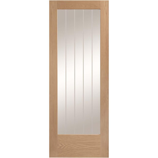 XL Joinery Suffolk Internal Door with 1 Clear Etched Glazed Light - Prefinished Oak