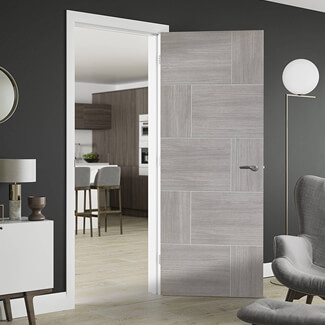 XL Joinery Ravenna Laminate Internal Fire Door with 10 Panels  - Prefinished White Grey