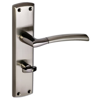 Joseph Miles Tifosi Bathroom Lever Handle with Privacy Lock on Backplate