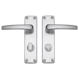 Joseph Miles Contract Aluminium Lever Handle with Privacy Lock on Backplate
