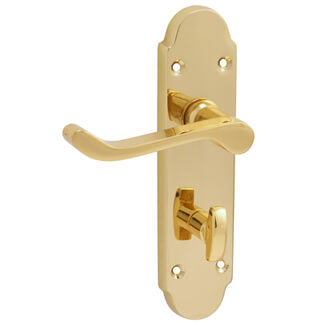 Joseph Miles Victorian Shaped Lever Handle with Privacy Lock on  Backplate - 170 x 42mm
