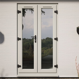 Crystal uPVC Left Hand External French Door with 2 Clear Double Glazed Light - Agate-White