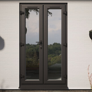 Crystal uPVC Left Hand External French Door with 2 Clear Triple Glazed Light - Black-White