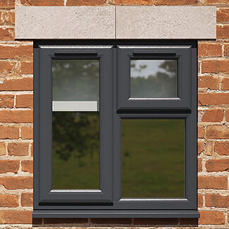 Crystal 3 Clear Glass Double Glazed uPVC Window - Grey and White - Left Handed