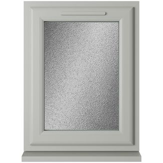 Crystal 1 Obscure Glass Double Glazed uPVC Window - Agate and White - Right Handed