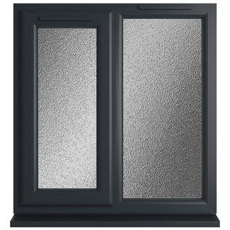 Crystal 2 Obscure Glass Double Glazed uPVC Window - Grey and White - Left Handed
