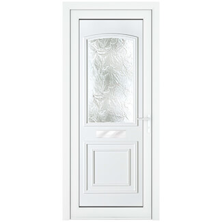 Crystal Balmoral Left Hand uPVC External Door with 2 Panel and 1 Obscure Glazed Light - White