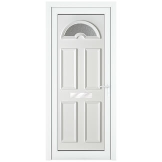 Crystal Sandringham Left Hand uPVC External Door with 4 Panel and 1 Obscure Glazed Light - White