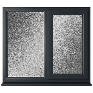 Crystal 2 Obscure Glass Double Glazed uPVC Window - Grey and White - Right Handed