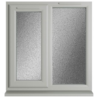 Crystal 2 Obscure Glass Double Glazed uPVC Window - Agate and White - Left Hand