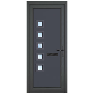 Crystal Malaga Left Hand uPVC External Door with 5 Obscure Glazed Light - Grey-White