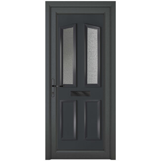 Crystal Kensington Right Hand uPVC External Door with 2 Panel and 2 Obscure Glazed Light - Grey-White