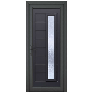 Crystal Monaco Right Hand uPVC External Door with 8 Panel and 1 Obscure Glazed Light - Grey-White