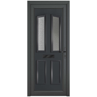 Crystal Kensington Left Hand uPVC External Door with 2 Panel and 2 Obscure Glazed Light - Grey-White