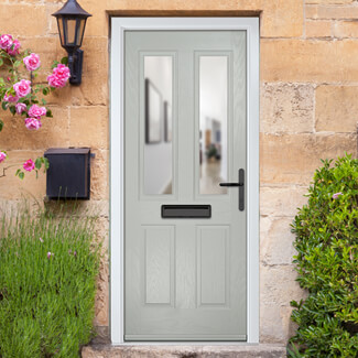 Crystal Carnoustie Left Hand External Door with 2 Panels and 2 Clear Glazed Light - Agate Grey