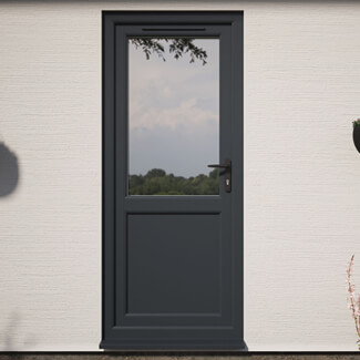 Crystal uPVC Left Hand External Patio Door with 1 Panel and 1 Clear Double Glazed Light - Grey-White