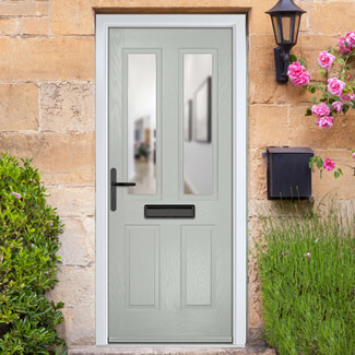 Crystal Carnoustie Right Hand External Door with 2 Panels and 2 Clear Glazed Light - Agate Grey
