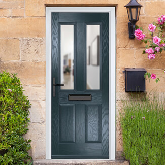 Crystal Carnoustie Right Hand External Door with 2 Panels and 2 Clear Glazed Light - Anthracite Grey