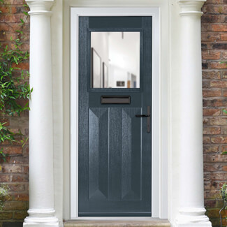 Crystal Eaton Left Hand External Door with 2 Panels and 1 Clear Glazed Light - Anthracite Grey