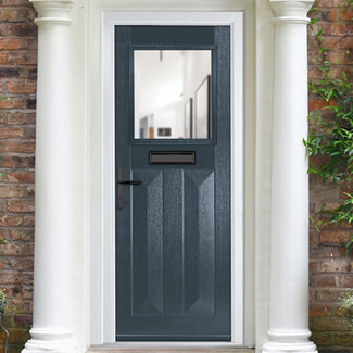 Crystal Eaton Right Hand External Door with 2 Panels and 1 Clear Glazed Light - Anthracite Grey