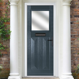 Crystal Eaton Left Hand External Door with 2 Panels and 1 Stipolytte Glazed Light - Anthracite Grey