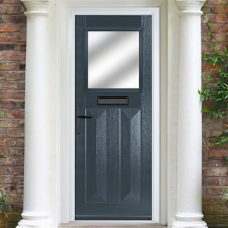 Crystal Eaton Right Hand External Door with 2 Panels and 1 Stipolytte Glazed Light - Anthracite Grey