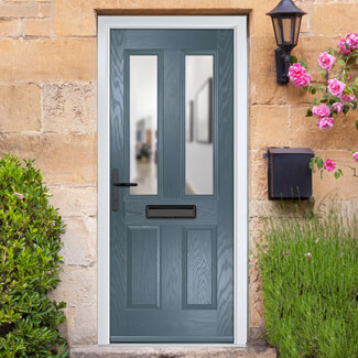 Crystal Carnoustie Right Hand External Door with 2 Panels and 2 Clear Glazed Light - Slate Grey