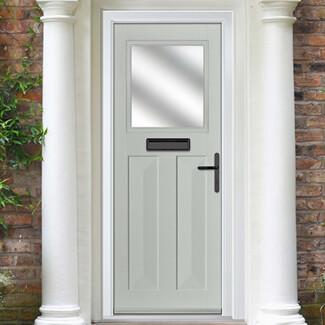 Crystal Eaton Left Hand External Door with 2 Panels and 1 Stipolytte Glazed Light - Agate Grey