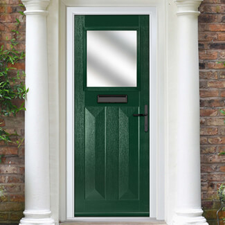 Crystal Eaton Left Hand External Door with 2 Panels and 1 Stipolytte Glazed Light - Green