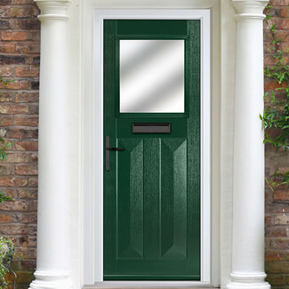 Crystal Eaton Right Hand External Door with 2 Panels and 1 Clear Glazed Light - Green