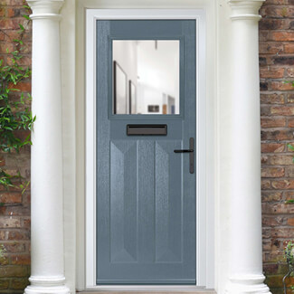 Crystal Eaton Left Hand External Door with 2 Panels and 1 Clear Glazed Light - Slate Grey