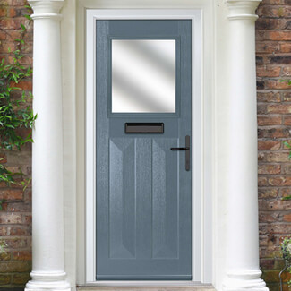 Crystal Eaton Left Hand External Door with 2 Panels and 1 Stipolytte Glazed Light - Slate Grey