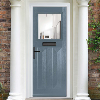 Crystal Eaton Right Hand External Door with 2 Panels and 1 Clear Glazed Light - Slate Grey