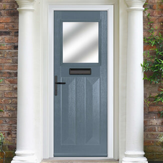 Crystal Eaton Right Hand External Door with 2 Panels and 1 Stipolytte Glazed Light - Slate Grey